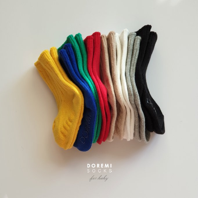Doremi Socks - Korean Children Fashion - #childofig - Traffic Light Ribbed Sock Set - 12
