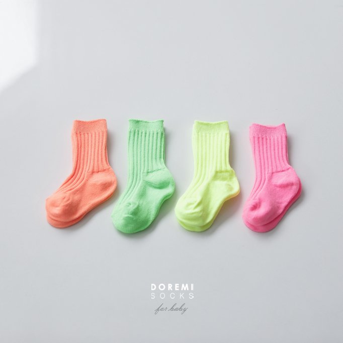 Doremi Socks - Korean Children Fashion - #designkidswear - Neon Ribbed Socks