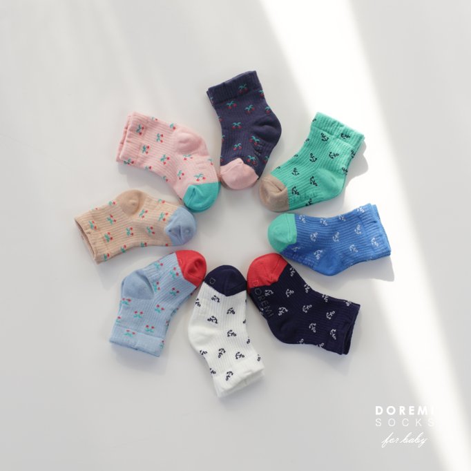 Doremi Socks - Korean Children Fashion - #designkidswear - Cherry Waffle Sock Set - 9