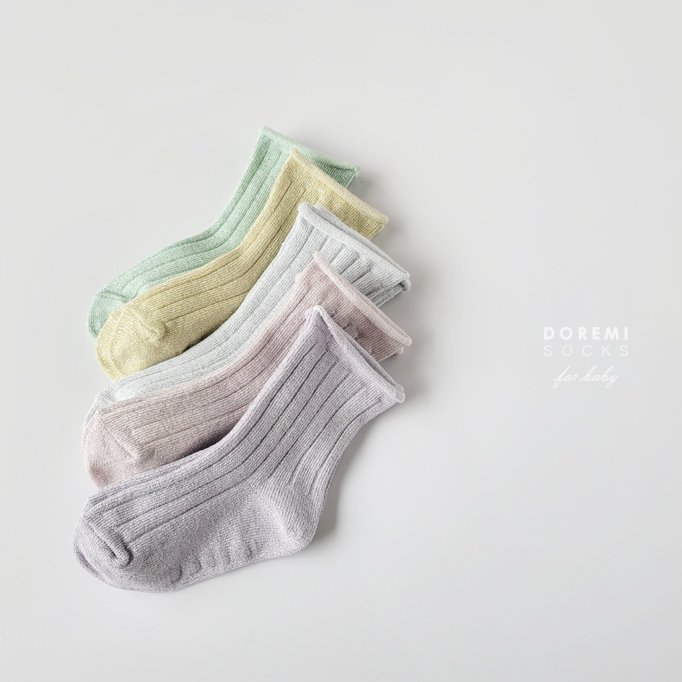 Doremi Socks - Korean Children Fashion - #discoveringself - Glitter Pastel Set - 3