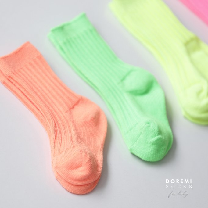 Doremi Socks - Korean Children Fashion - #discoveringself - Neon Ribbed Socks - 2