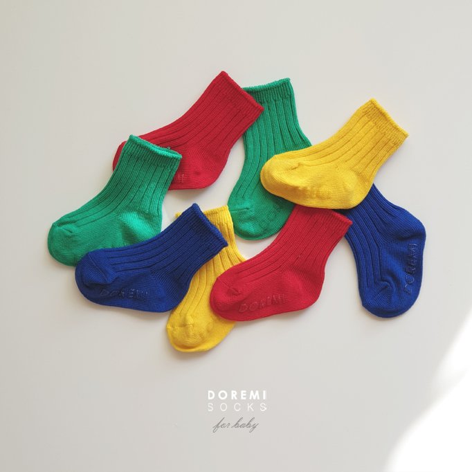 Doremi Socks - Korean Children Fashion - #discoveringself - Traffic Light Ribbed Sock Set
