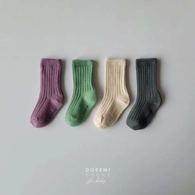 Doremi Socks - Korean Children Fashion - #discoveringself - Macaron Ribbed Sock Set - 2
