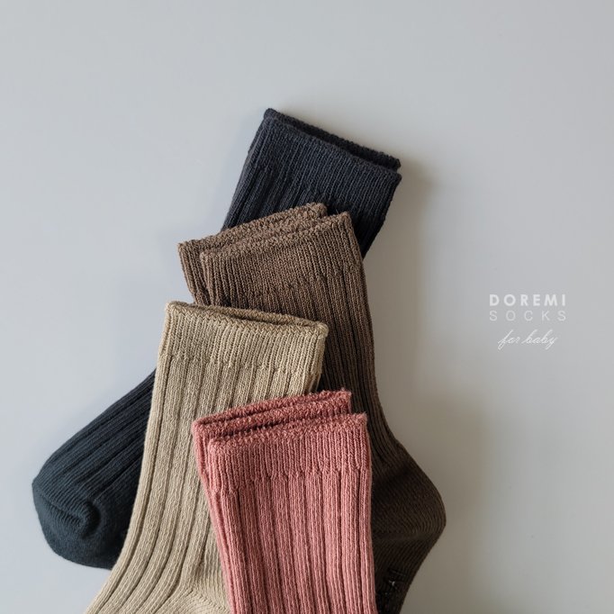 Doremi Socks - Korean Children Fashion - #discoveringself - Choco Berry Ribbed Sock Set
