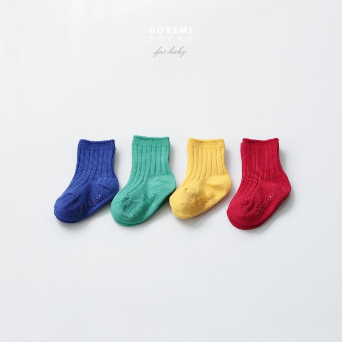 Doremi Socks - Korean Children Fashion - #fashionkids - Traffic Light Ribbed Sock Set - 2