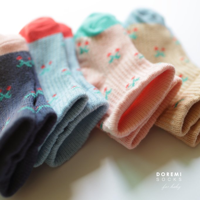 Doremi Socks - Korean Children Fashion - #fashionkids - Cherry Waffle Sock Set - 11
