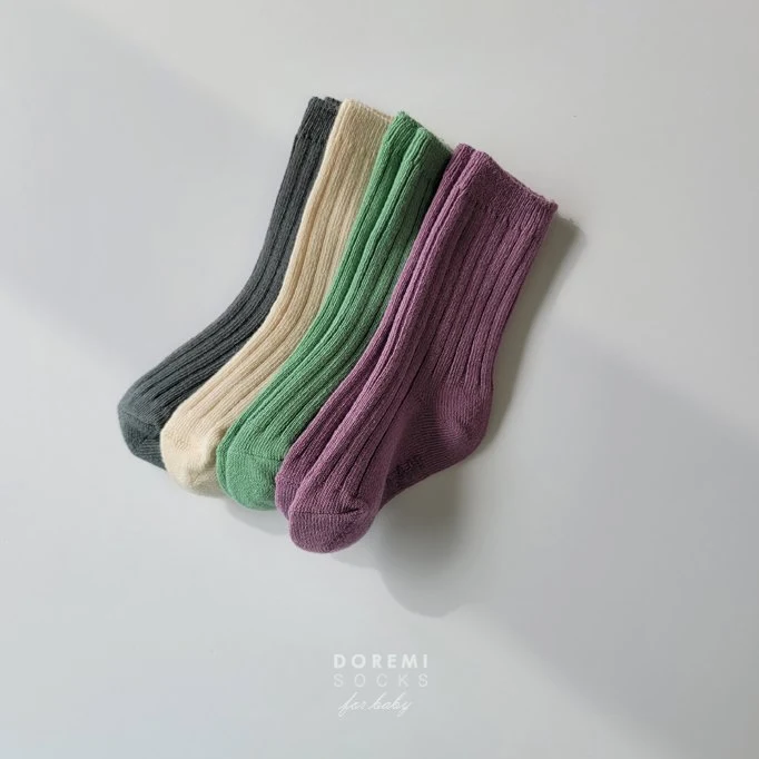 Doremi Socks - Korean Children Fashion - #fashionkids - Macaron Ribbed Sock Set - 3