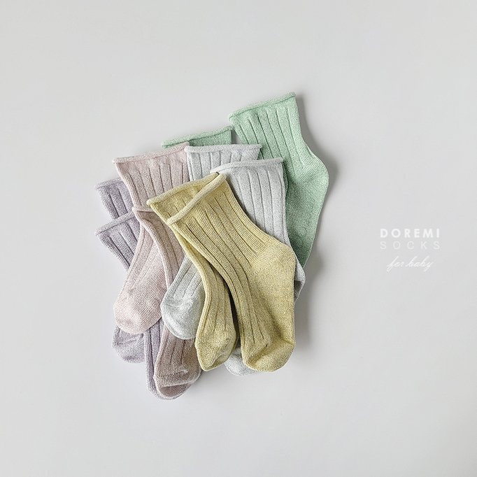 Doremi Socks - Korean Children Fashion - #kidsshorts - Glitter Pastel Set - 5