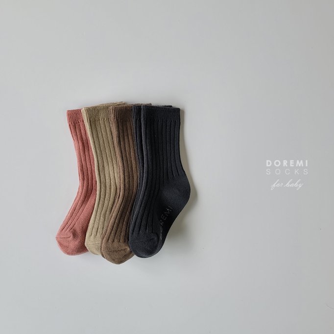 Doremi Socks - Korean Children Fashion - #kidsshorts - Choco Berry Ribbed Sock Set - 3