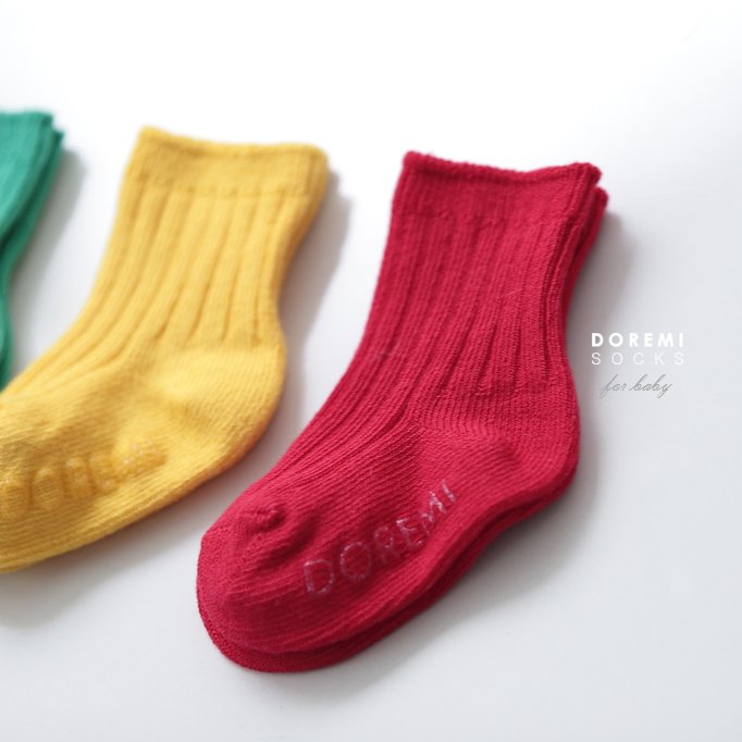 Doremi Socks - Korean Children Fashion - #kidsshorts - Traffic Light Ribbed Sock Set - 4