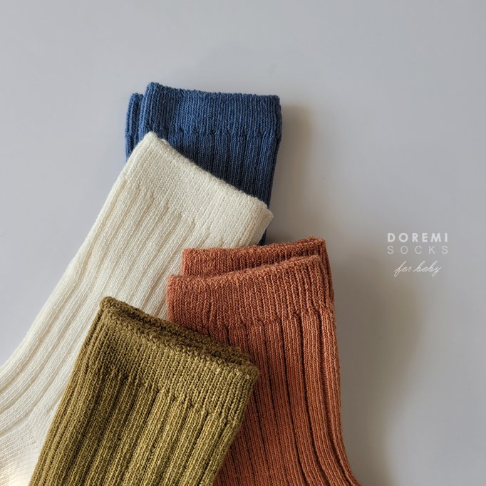 Doremi Socks - Korean Children Fashion - #kidzfashiontrend - Olive Ribbed Sock Set