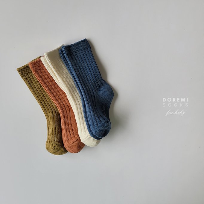 Doremi Socks - Korean Children Fashion - #littlefashionista - Olive Ribbed Sock Set - 3