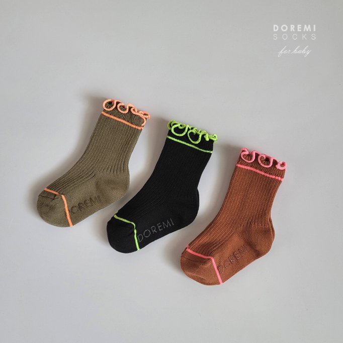 Doremi Socks - Korean Children Fashion - #littlefashionista - Neon Frill Set - 10