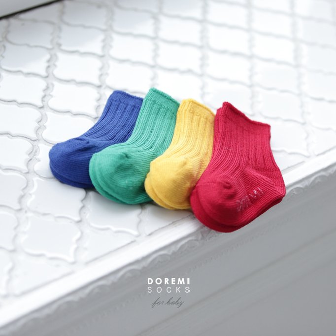 Doremi Socks - Korean Children Fashion - #magicofchildhood - Traffic Light Ribbed Sock Set - 8