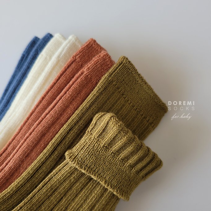 Doremi Socks - Korean Children Fashion - #littlefashionista - Olive Ribbed Sock Set - 4