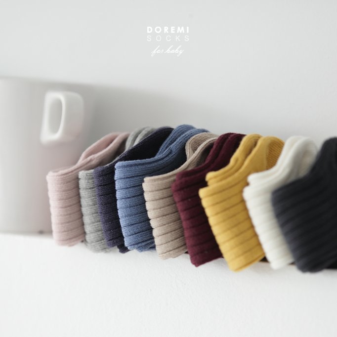 Doremi Socks - Korean Children Fashion - #magicofchildhood - Ribbed Knee Sock Set - 12