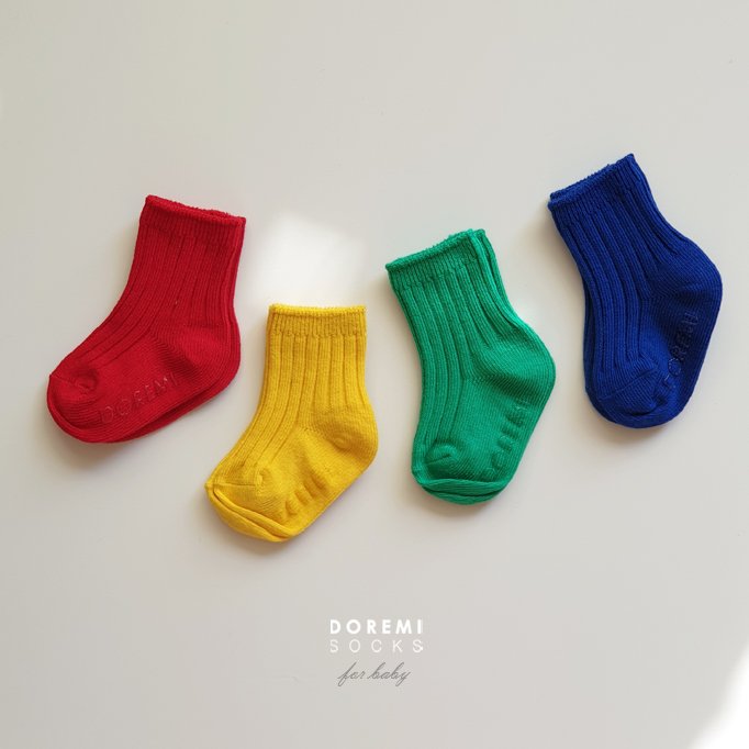 Doremi Socks - Korean Children Fashion - #minifashionista - Traffic Light Ribbed Sock Set - 9