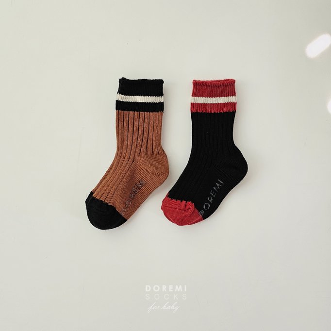 Doremi Socks - Korean Children Fashion - #minifashionista - Sand Thick Sock Set - 3