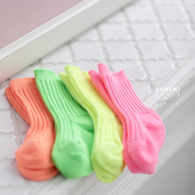 Doremi Socks - Korean Children Fashion - #prettylittlegirls - Neon Ribbed Socks - 11