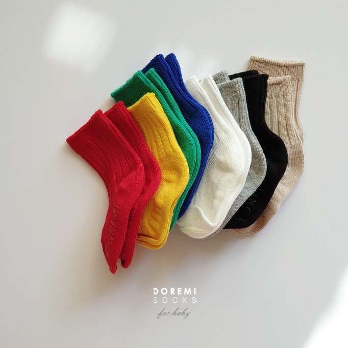 Doremi Socks - Korean Children Fashion - #prettylittlegirls - Traffic Light Ribbed Sock Set - 10
