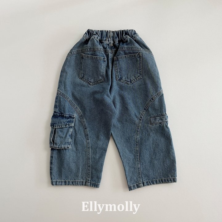 Ellymolly - Korean Children Fashion - #Kfashion4kids - Haco Balloon Cargo Denim Pants - 6