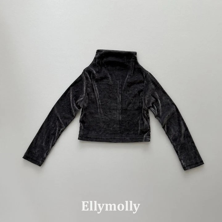 Ellymolly - Korean Children Fashion - #childofig - Velvet Mesh Half Turtleneck Tee - 4