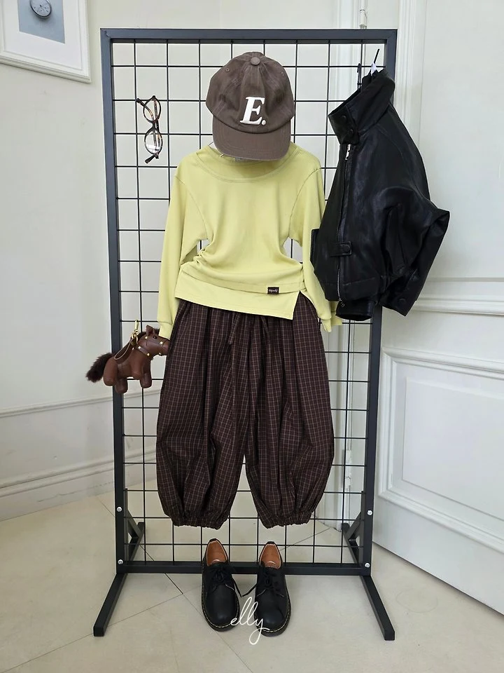 Ellymolly - Korean Children Fashion - #designkidswear - Autumn Greed Balloon Pants - 10