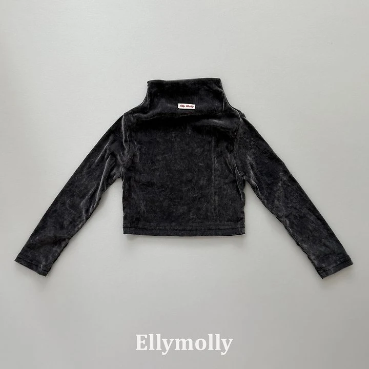 Ellymolly - Korean Children Fashion - #designkidswear - Velvet Mesh Half Turtleneck Tee - 6