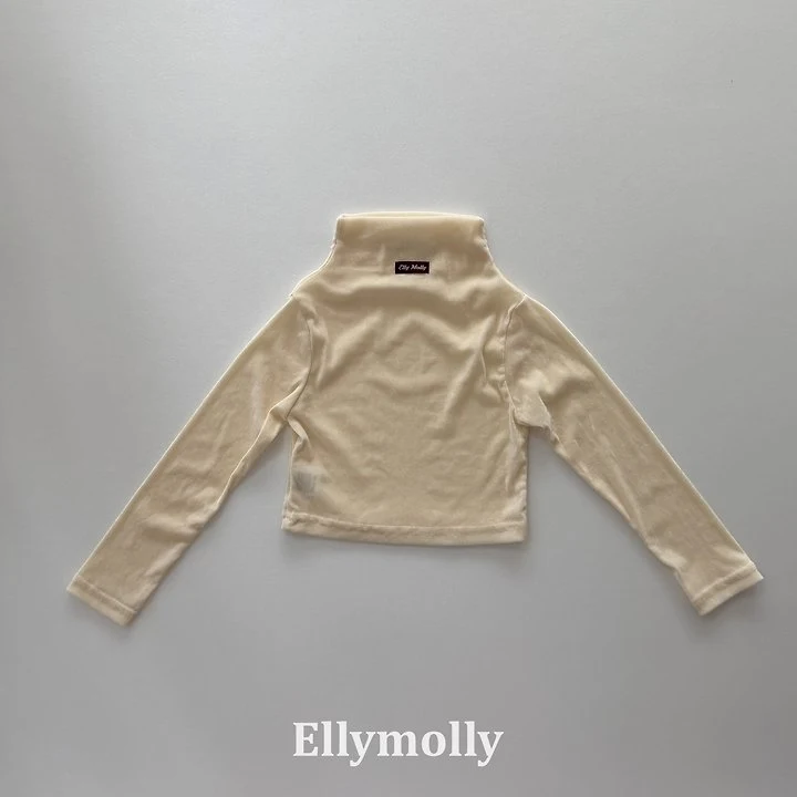 Ellymolly - Korean Children Fashion - #discoveringself - Velvet Mesh Half Turtleneck Tee - 7
