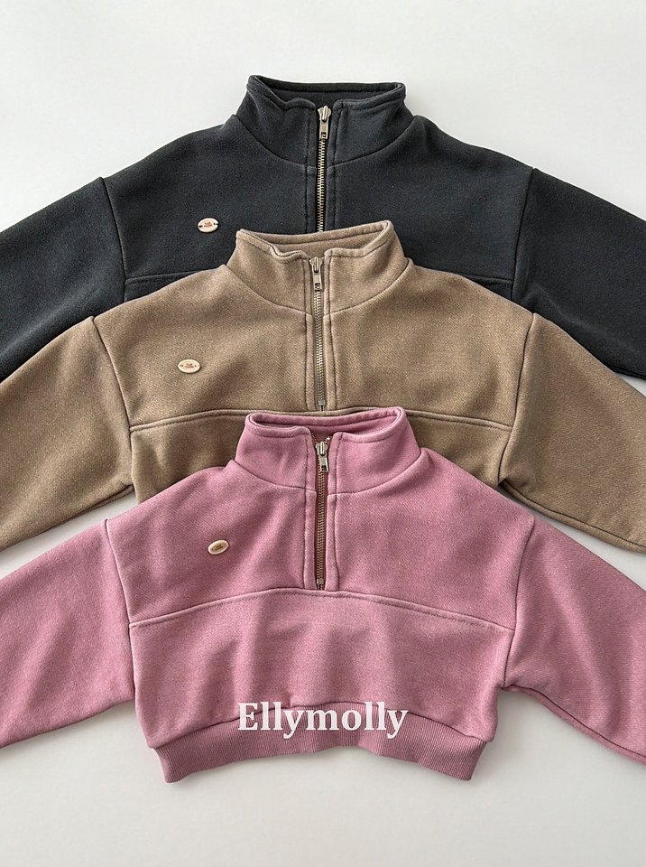 Ellymolly - Korean Children Fashion - #discoveringself - Archi Pigment Half Zip-up Top - 3