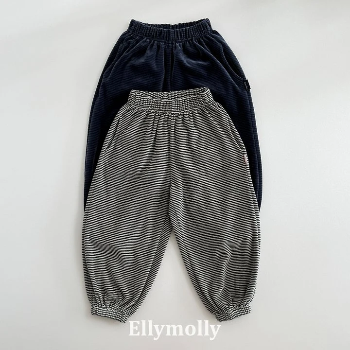 Ellymolly - Korean Children Fashion - #fashionkids - Veloure Stripe Jogger Pants