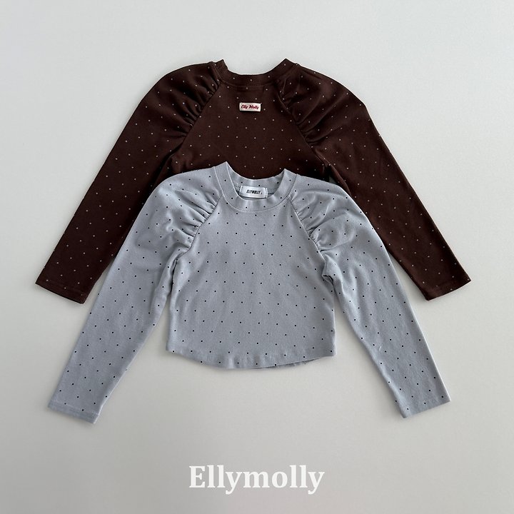 Ellymolly - Korean Children Fashion - #fashionkids - Zizel Dot Shirring Tee