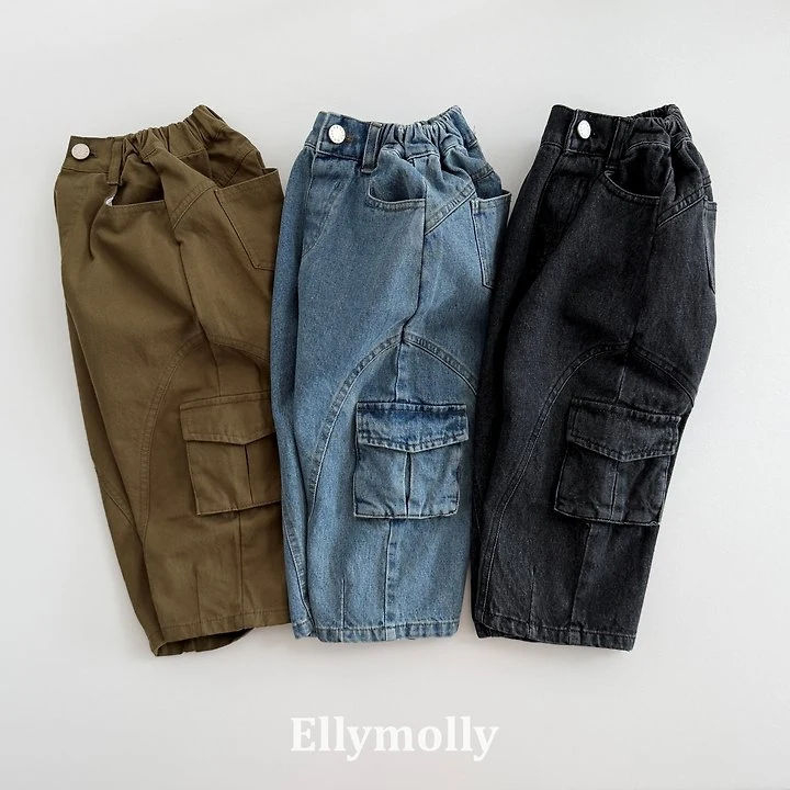 Ellymolly - Korean Children Fashion - #kidsshorts - Haco Balloon Cargo Denim Pants - 3