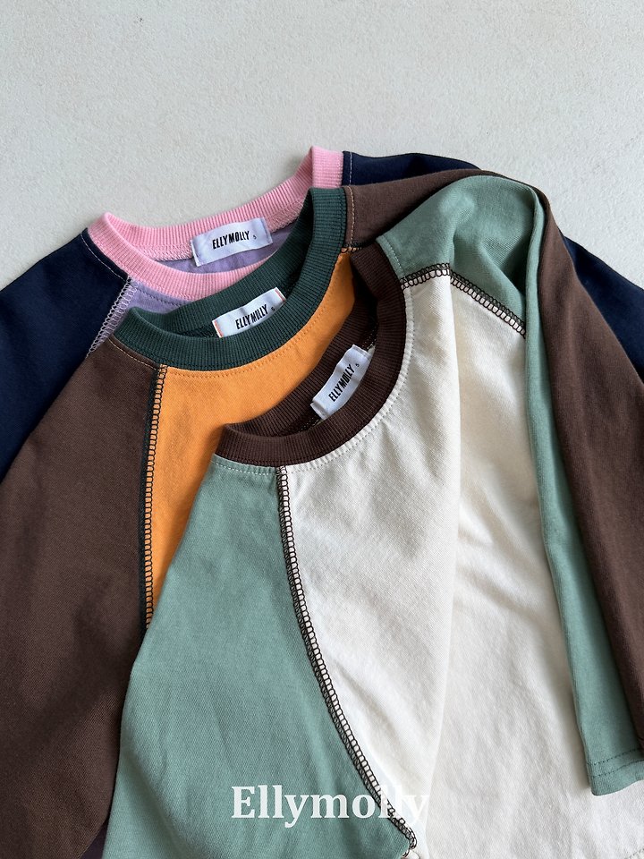 Ellymolly - Korean Children Fashion - #kidsshorts - Color Block Raglan Tee - 7