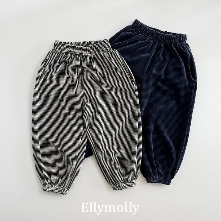 Ellymolly - Korean Children Fashion - #kidsstore - Veloure Stripe Jogger Pants - 3