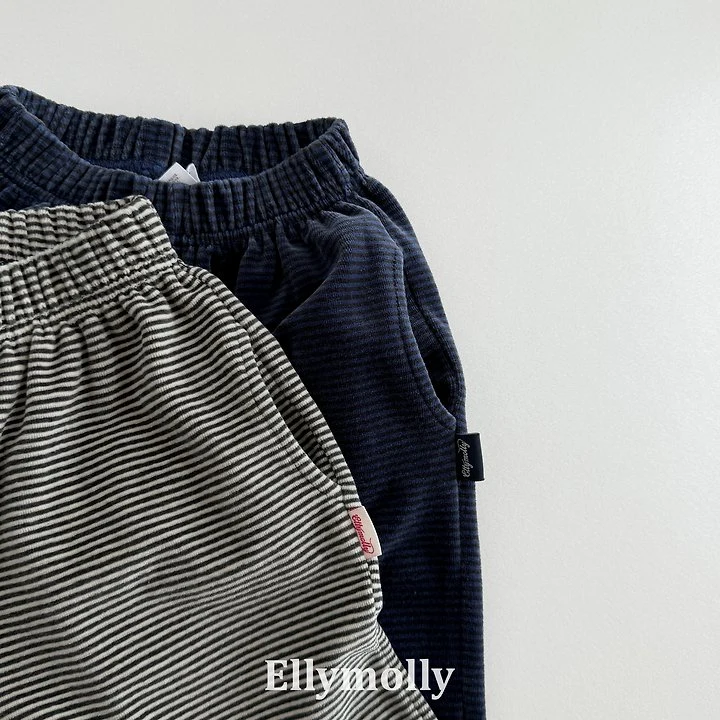 Ellymolly - Korean Children Fashion - #magicofchildhood - Veloure Stripe Jogger Pants - 7