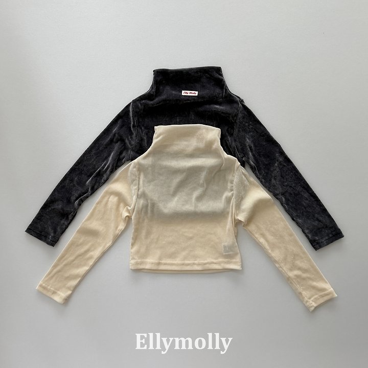 Ellymolly - Korean Children Fashion - #minifashionista - Velvet Mesh Half Turtleneck Tee