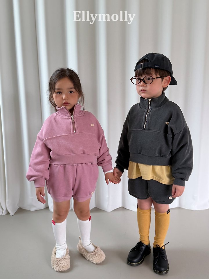 Ellymolly - Korean Children Fashion - #minifashionista - Archi Pigment Half Zip-up Top - 11