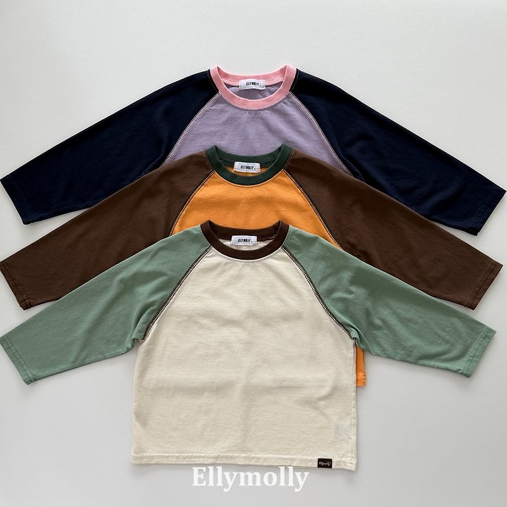 Ellymolly - Korean Children Fashion - #stylishchildhood - Color Block Raglan Tee