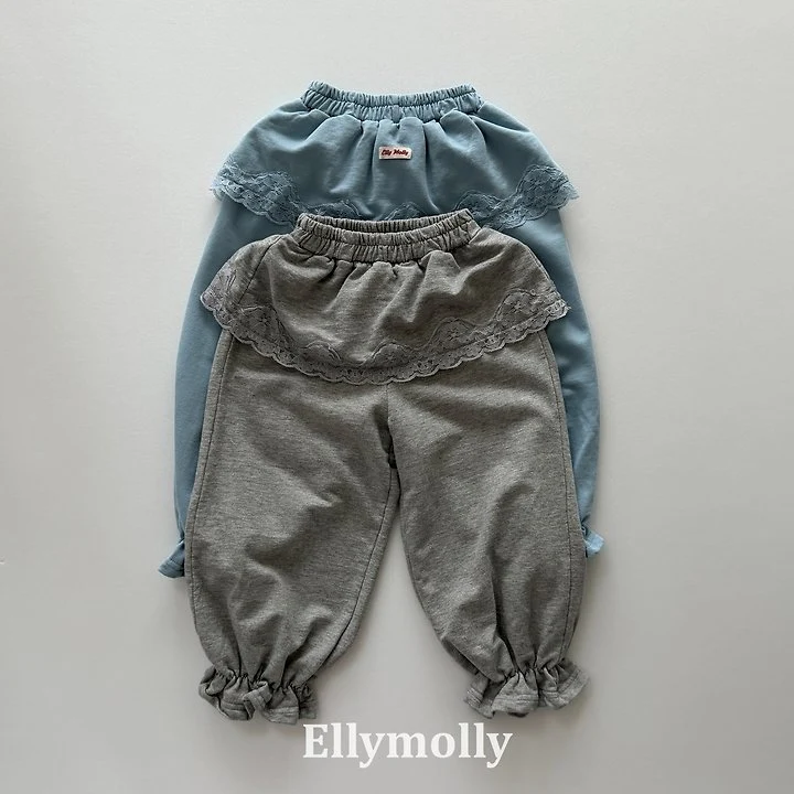 Ellymolly - Korean Children Fashion - #toddlerclothing - Cottage Lace Jogger Pants