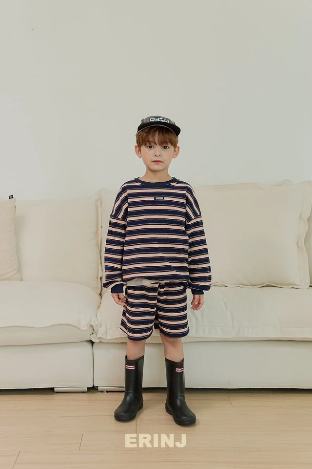 Erin J - Korean Children Fashion - #childofig - Border Shorts Top & Bottom Set - 3
