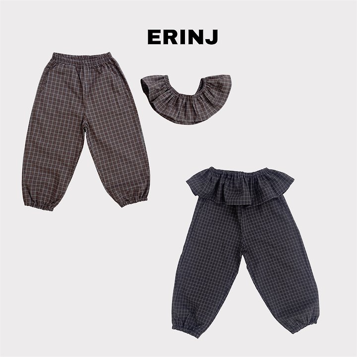 Erin J - Korean Children Fashion - #childrensboutique - Check Frill Pants Set