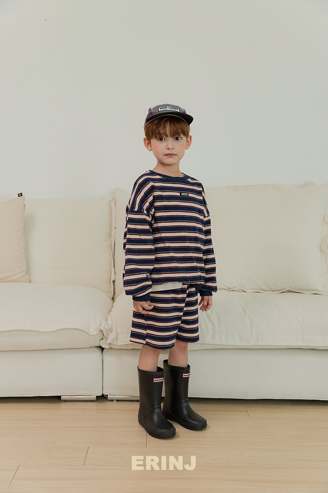 Erin J - Korean Children Fashion - #designkidswear - Border Shorts Top & Bottom Set - 5
