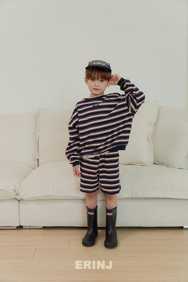 Erin J - Korean Children Fashion - #discoveringself - Border Shorts Top & Bottom Set - 6