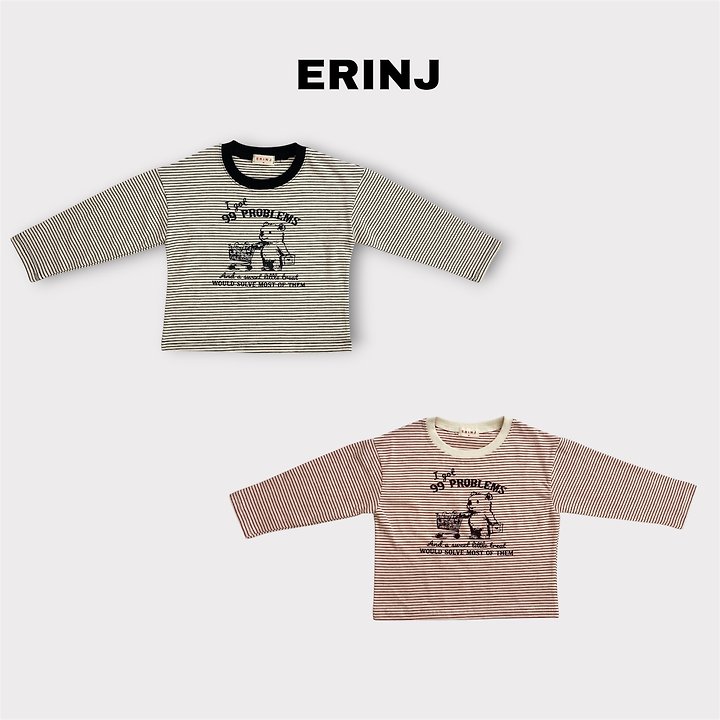 Erin J - Korean Children Fashion - #kidsshorts - Bear Striped Tee