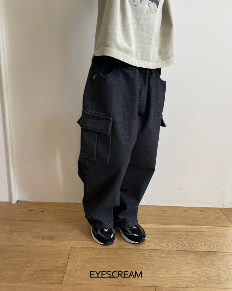 Eyescream - Korean Children Fashion - #childrensboutique - Black Cargo Denim Pants - 4