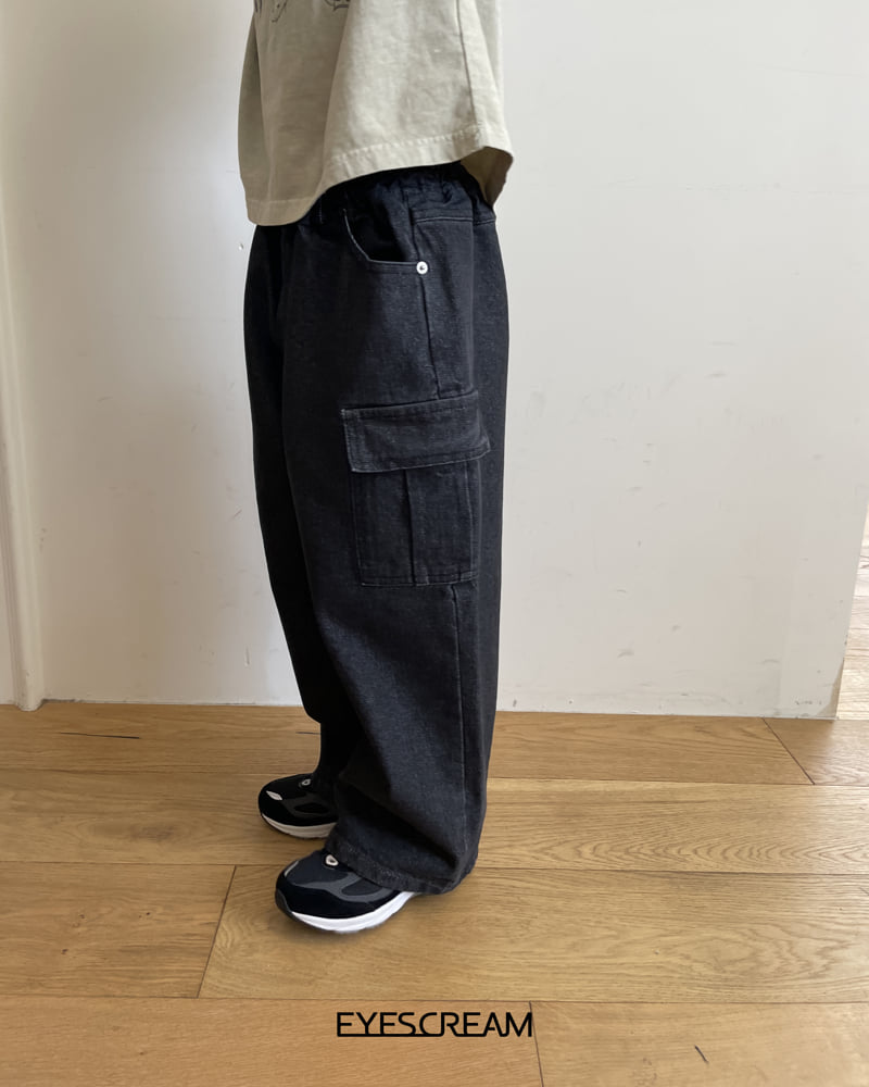 Eyescream - Korean Children Fashion - #kidsshorts - Black Cargo Denim Pants - 7