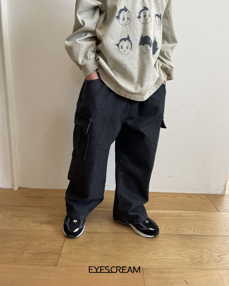 Eyescream - Korean Children Fashion - #kidsstore - Black Cargo Denim Pants - 8