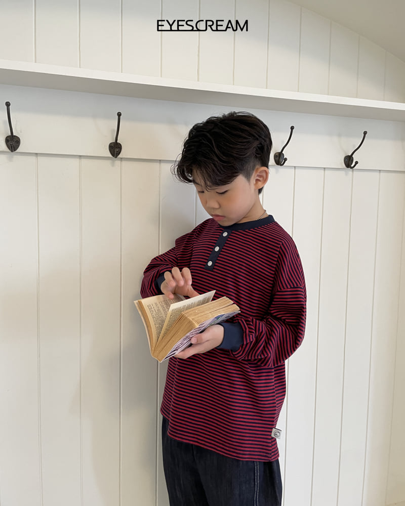 Eyescream - Korean Children Fashion - #todddlerfashion - Short Stripe Tee - 6