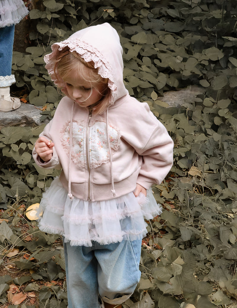 Flo - Korean Children Fashion - #todddlerfashion - Heart Ring Hooded Jacket - 2
